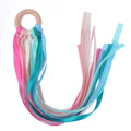 BPA-free Non-toxic Baby Ribbon Wooden Ring Teether Montessori Style Sensory Toy Newborns Color Recognition Educational Toys