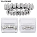 TOPGRILLZ 8/8 Hip Hop Teeth Grillz Set Gold Silver Color Top & Bottom Body Jewelry Punk