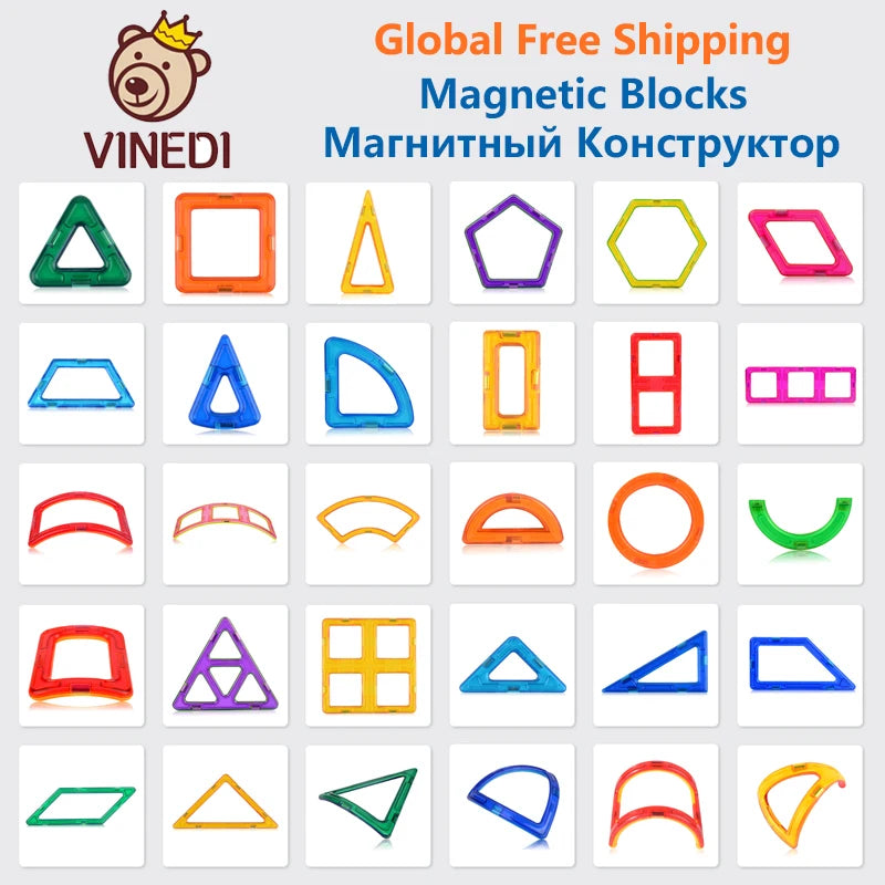 VINEDI Big Size Magnetic Building Blocks Magnetic Tiles Magnet Designer Construction