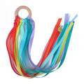 BPA-free Non-toxic Baby Ribbon Wooden Ring Teether Montessori Style Sensory Toy Newborns Color Recognition Educational Toys