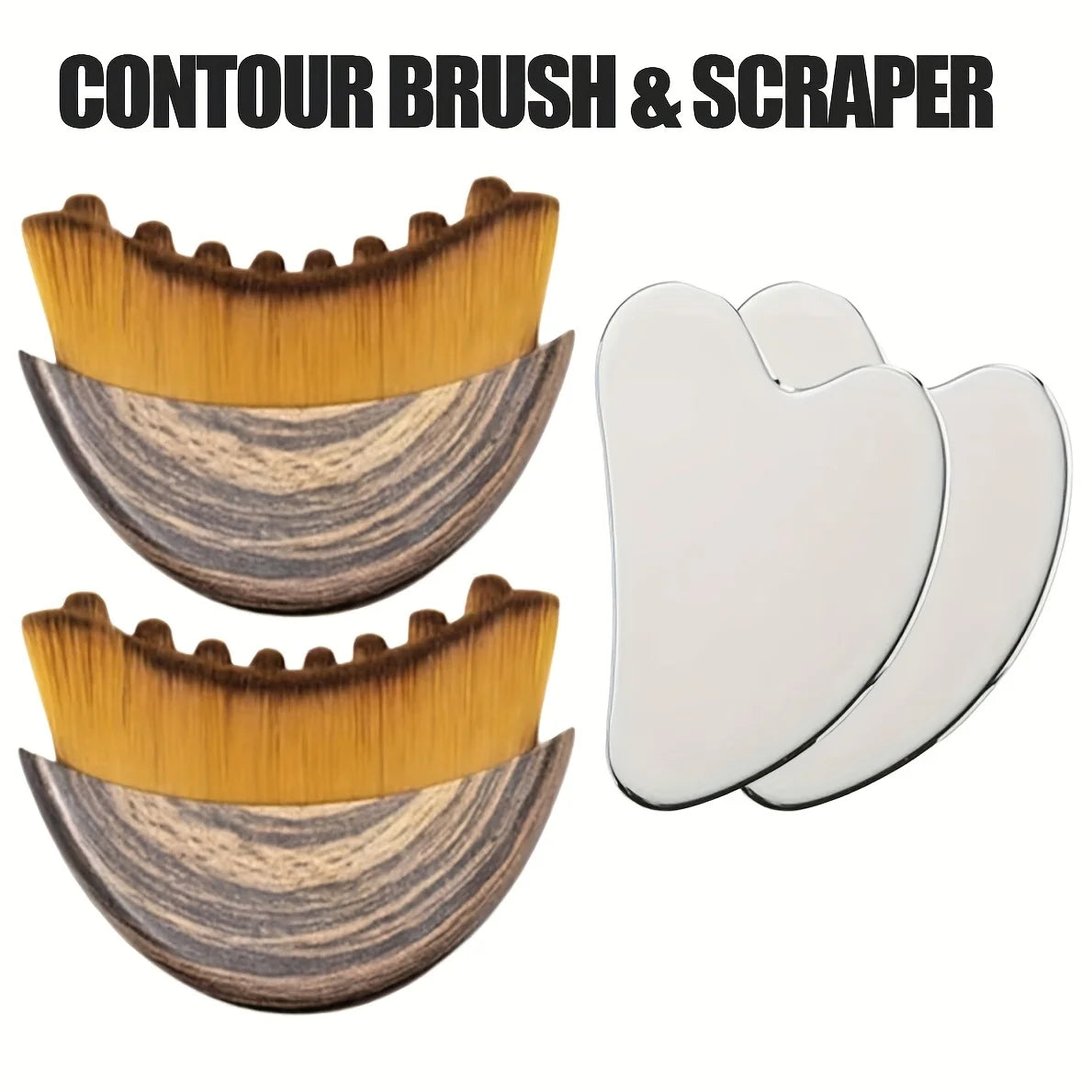 1/4 Pieces Contour Brush Scraping Board Set Women's Lymphatic Contour Facial Brush