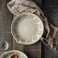 Retro High Temperature Resistant Ceramic Casserole Household Handle Plate Steak Plate Omelette Pan Flat Bottom Casserole