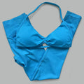 2-Piece Set Women's Seamless Clean (No Logo) Yoga Set, Halter Neck Sports Bra & High-Waisted Lifting Leggings for Gym Workouts