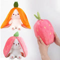 25cm Cute Strawberry Carrot Rabbit Plush Toy Stuffed Creative Into Fruit Transform Baby