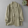 Women Linen Blazer French Vintage Loose Oversized Two Button Lightweight Sun Protection Suit Jacket