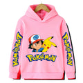 Autumn and Winter Sports Hoodies for Daily Warmth, Creative Pocket Monsters Cartoon Patterns, Men's and Girls' Clothing