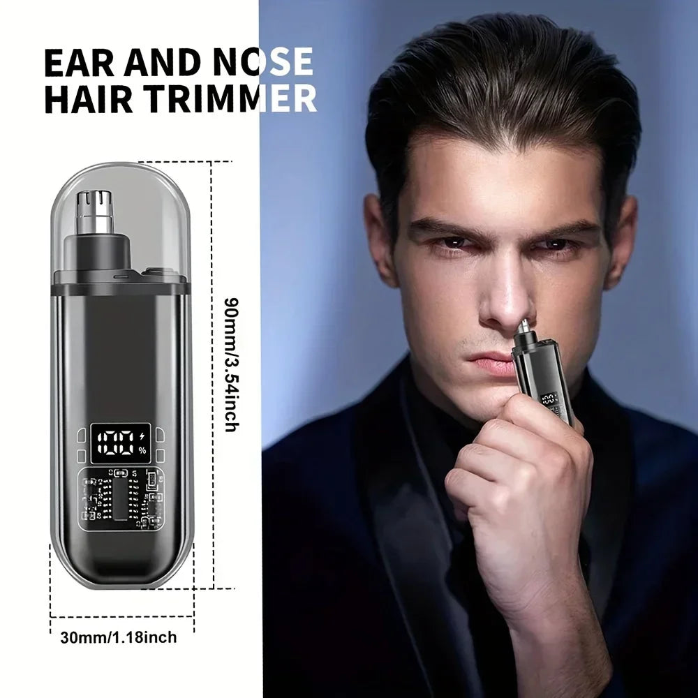 USB C Rechargeable Nose Ear Hair Trimmer for Men - Portable Fast Charge Compact Grooming Kit
