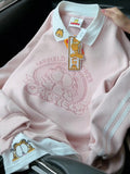 Korean Style Chic Embroidered Oversized Fleece Hoodie Women's Autumn Winter Thickened Cotton Sweatshirt Trendy Collar