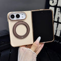 For IPhone Duo Fold Case 360 Rotating Bracket Stand for Magsafe Magnetic Matte Transparent Electroplated Lens Protection Cover