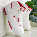 Men's White High-Top Color Block Sneakers, Lace-Up Casual Skate Shoes for Streetwear