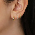 3 Pairs Stainless Steel Crystal Zirconia Hoop Earrings for Women Trendy Simple Gold