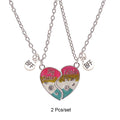 2 Pcs/set Best Friends Pendant Necklace For Woman Magnetic Adjustable Rainbow Daisy Lover Broken Heart Chain BFF Jewelry Gifts