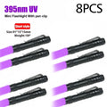 UV Flashlight 395nm Ultraviolet Torch With Pen Clip Portable AAA Batteries Used Violet