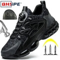 Rotating Button New Safety Shoes Men Anti-smash Anti-puncture Work Shoes Fashion Men Sport Shoes Security Protective Boots Men