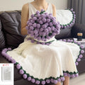 1pcs Rose Blanket Bouquet With Gift Bag Crochet Handmade Blanket of Roses Birthday