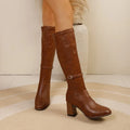 Stacking Knee-length Vintage High-heeled Women's Fashion Boots
