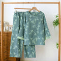 2026 New Women's Spring And Autumn Pajama Set 100% Cotton Jacquard Long Sleeve Long Pants Chinese Bamboo Large Home Clothes