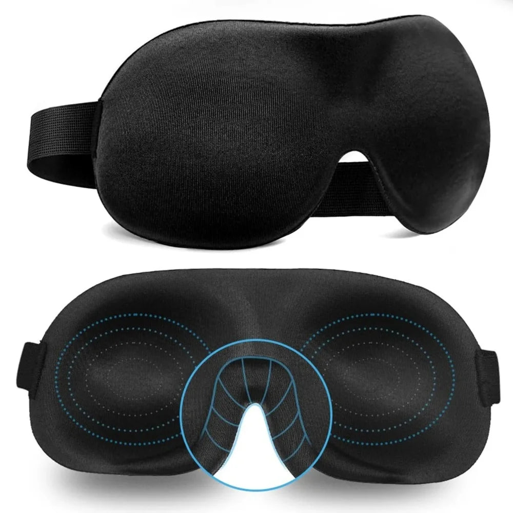 Unisex 3D Contoured Sleep Mask, Groove Molded Design Memory Foam Light Blocking Eyemask, Soft Comfortable for Travel Yoga Nap