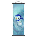 Pok mon Piplup Art Scroll Hanging Poster, Hi - Qual., Cute Anime Wall Decor, Show Adorable Look for Fans, Vivid Design for Home