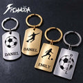 Engrave Custom Soccer Football Name Keychain Personalized Ball Gift For Women Men Bag Charm Stainless Steel Dog Tag Key Ring