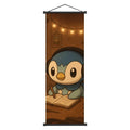 Pok mon Piplup Art Scroll Hanging Poster, Hi - Qual., Cute Anime Wall Decor, Show Adorable Look for Fans, Vivid Design for Home