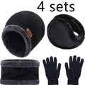 Winter Hat for Men Women Beanie Hats Scarf Glove Earmuff Set Thick Warm Slouchy Beanies Hat for Boy Girl Cap