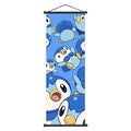 Pok mon Piplup Art Scroll Hanging Poster, Hi - Qual., Cute Anime Wall Decor, Show Adorable Look for Fans, Vivid Design for Home