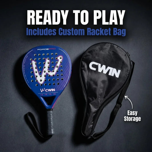CWIN FORCE PRO 100% Carbon Fiber Padel Racket Large Sweet Spot 360g Paddle with Carry Bag for All Level Players