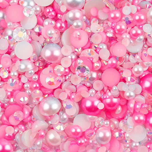 10g Mix Size Jelly Resin Flatback Rhinestone AB Imitation Pearl Beads For Nail Art DIY