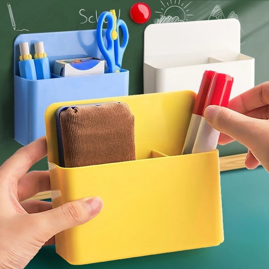 Magnetic Fridge Storage Box Transparent Plastic Organizer with Marker Holder for