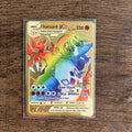 The Winged Dragon of Ra GX Charizard Theme Metal Mewtwo 6Pcs Gold Foil Fan Art Trading Cards Collection Toy Gift