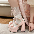 Dreamy High Heels Women's Elegant Princess Waterproof Platform Lolita round Head Loafers Sweet Shoes Korean Style