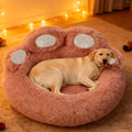 Large Dog Winter Bed Paw Shape Calming Pet Bed, Plush Warm Donut Bed for Dogs & Cats