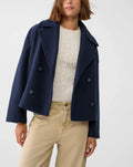 Women's Oversized Double Breasted Wool Blend Peacoat Brown Short Coat Casual Outerwear