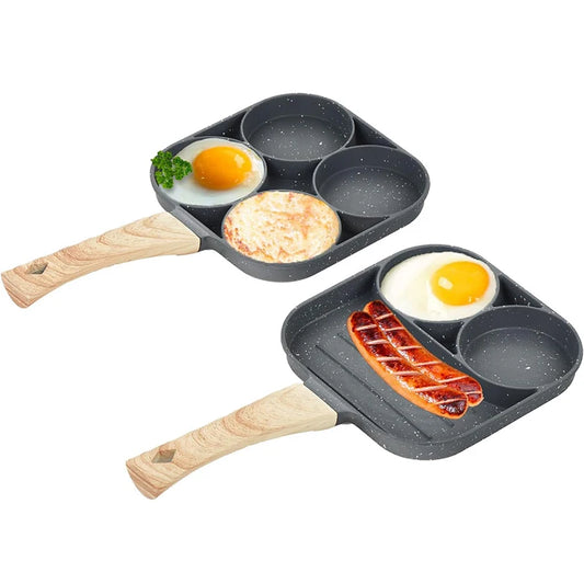 LMETJMA Pancake Egg Frying Pan 4 Cups Omelet Poached Egg Pan for Breakfast Divided