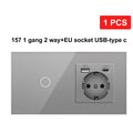 NYWP EU 86*86mm 1Gang 2Way Dual Touch Switch Tempered Glass Panel Stair Switch Bedroom