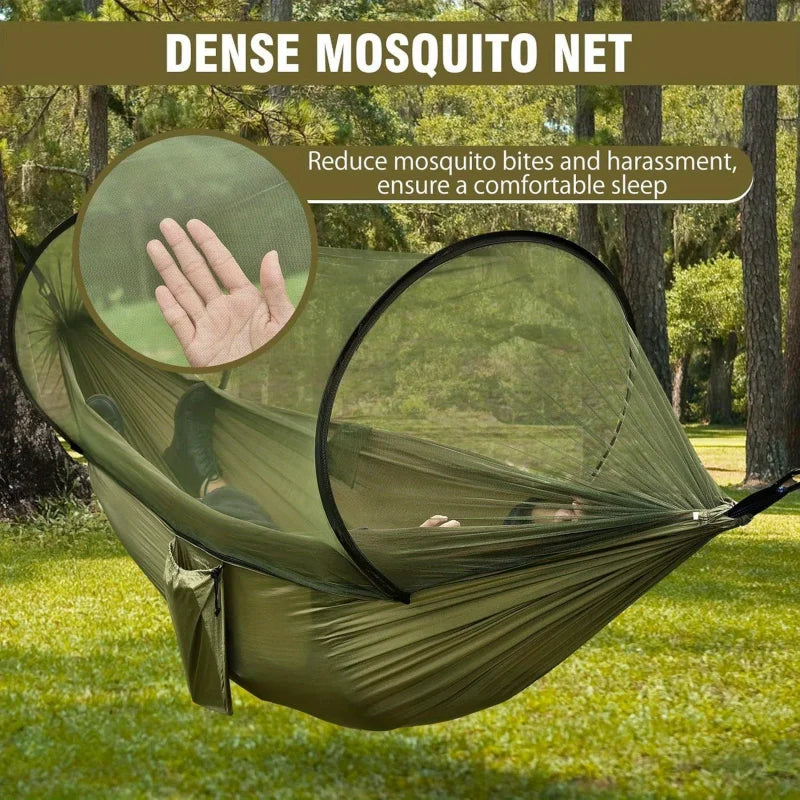 2-In-1 Camping Hammock With Mosquito Net 1.6lbs Ultralight Parachute Nylon Hanging Bed