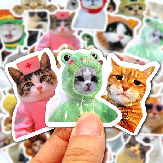 10/50/100pcs Funny Cat Stickers Cartoon Cute Decals Toy Stationery Guitar Phone Bicycle