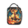 Charizard Roar Face Cartoon Lunch Bag For Men Office Print Lunch Box Retro Waterproof Thermal Tote Handbags