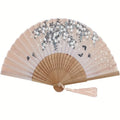Chinese Style Folding Hand Fan with Tassel for Women Japanese Handheld Fan Dancing Wedding Decoration Party Favor Accessory