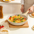 Nonstick Ceramic Coating Wok Pan, Multi-purpose Kitchen Cooking Pan for Stir Fry, Steak & Vegetables, Works on Induction & Gas