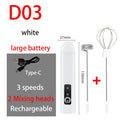 Electric Milk Frother USB Rechargeable Handheld Egg Beater 3 Speeds Foam Maker Mixer