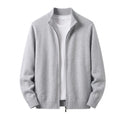 New Mens Zipper Knitted Cardigan Jumper Relaxed Stand Neck Knit Warm Overcoat Winter Baggy Fit Outer Garment for Males Pullovers