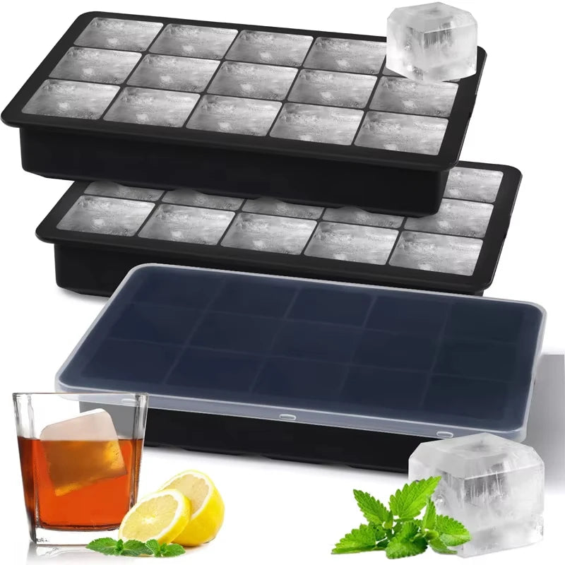 Silicone Ice Cube Tray 4/6/15 Square Ice Cube Moulds 3 X 3 cm Reusable Ice Cube Mold for Whiskey Cocktail Juice Drinking