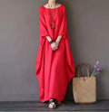 Plus Size Loose Linen Long Dress New Of The Season Cross-Border Wish Bestseller Maxi Skirt Knitted Princess Sleeve