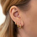 3 Pairs Stainless Steel Crystal Zirconia Hoop Earrings for Women Trendy Simple Gold