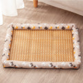 Square Summer Cooling Sleeping Dog Bed for Large Dog Cushion Spring Breathable Antislip Cat Bed Bamboo Cat Mat Pet Bed for Dog