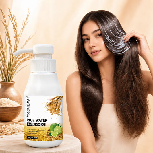 Rice and Water Hydrating and Nourishing Hair Mask to Quickly Repair Damaged, Frizzy Hair, Making It Soft, Smooth, and Brightenin
