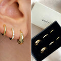 3 Pairs Stainless Steel Crystal Zirconia Hoop Earrings for Women Trendy Simple Gold