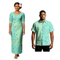 Women Top and Skirts 2pc Set Island Dress Pacific Men Aloha Shirts Lady Midi Sleeve U-Neck Samoan Puletasi Couple Suit Fiji Tapa